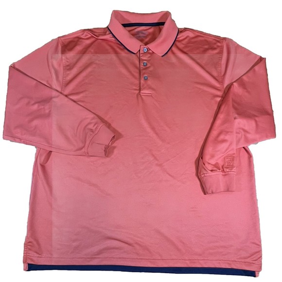 PGA Tour Polo Shirt Mens XXL Peachy Long Sleeve Golfing Casual Heavyweight - Picture 2 of 7